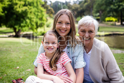 Portrait of multi-generation family sitting together