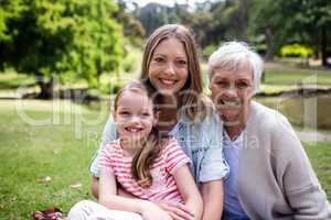 Portrait of multi-generation family sitting together