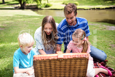 Happy family having a picnic