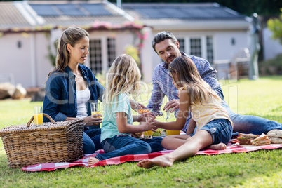 Happy family having a picnic