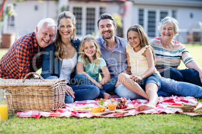 Happy family having a picnic