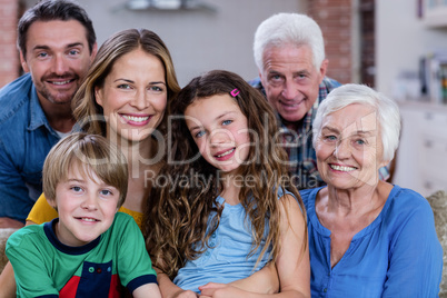 Portrait of multi-generation family at home