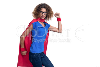 Portrait of a woman pretending to be superhero