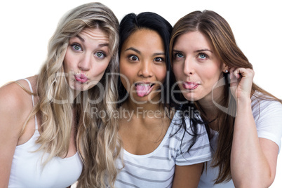 Multiethnic women making funny faces