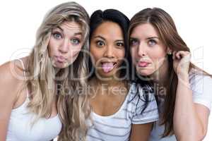 Multiethnic women making funny faces