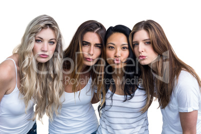Multiethnic women making funny faces