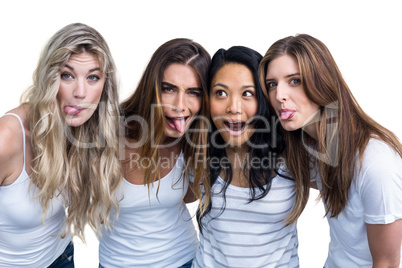 Multiethnic women making funny faces