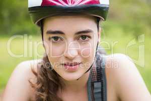 Portrait of woman with helmet