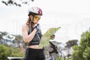 Woman checking the map