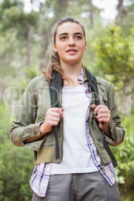 Portrait of woman with backpack