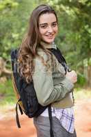 Smiling woman with backpack