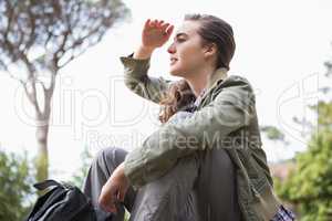 Woman observing something