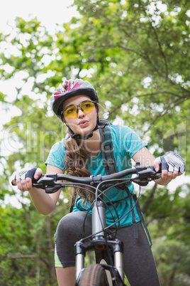 Woman riding her bike