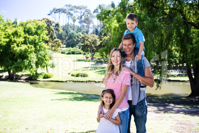 Portrait of a happy family in the park