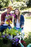 Couple gardening in the park