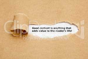 Content Marketing Quote Torn Paper