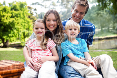 Happy family having a picnic