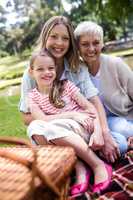 Portrait of multi-generation family having a picnic