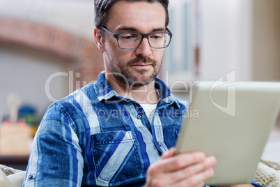 Man using a digital tablet