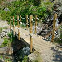 Wooden bridge in the mountains