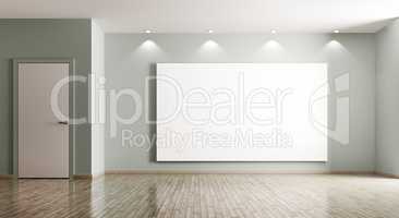 Empty interior of room with big poster and door 3d rendering
