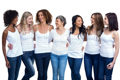 Happy multiethnic women standing together