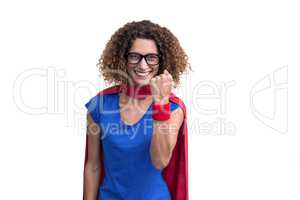 Portrait of a woman pretending to be superhero