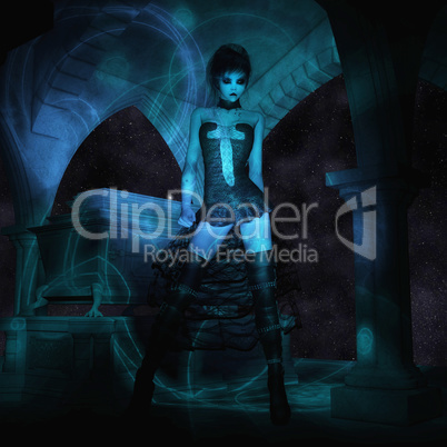 3D Illustration; 3D Rendering of a gothic Female 3D Illustration; 3D Rendering of a gothic Female