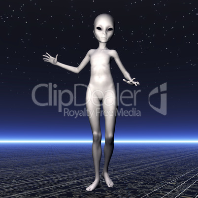 3D Illustration; 3D Rendering of an Alien 3D Illustration; 3D Rendering of an Alien