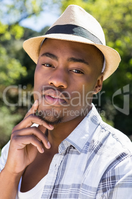 Young man posing in the garden