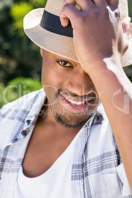 Young man posing in the garden