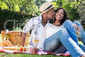 Young couple having a picnic in the park