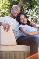 Young couple relaxing on the sofa