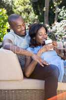 Young couple relaxing on the sofa