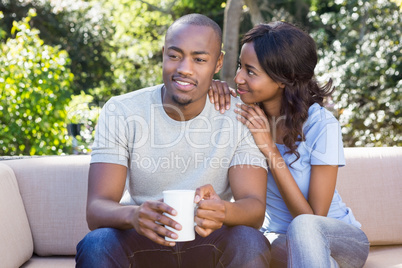 Young couple relaxing on the sofa