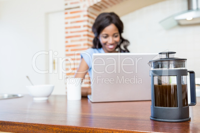 Young woman using laptop