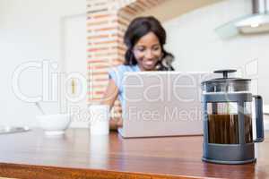 Young woman using laptop