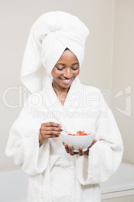 Young woman having breakfast