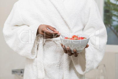 Woman having breakfast