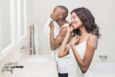 Bathroom routine for young couple