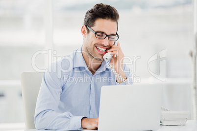 Businessman talking on phone