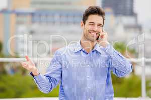 Businessman talking on mobile phone