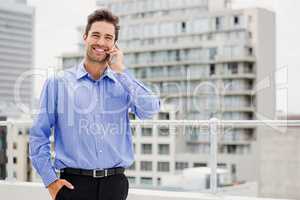 Businessman talking on mobile phone