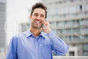 Businessman talking on mobile phone