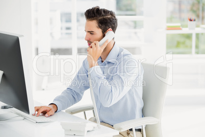 Businessman talking on phone