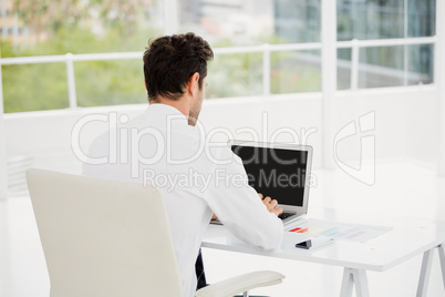 Businessman working on laptop