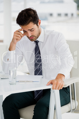 Businessman reading a document