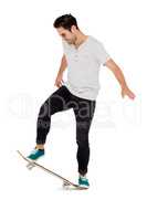 Young man skateboarding