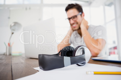Young man working at his desk