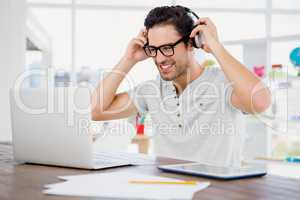 Young man wearing headphones